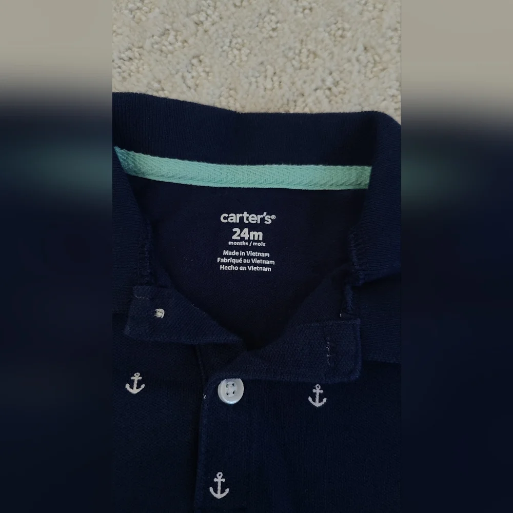 Carter's Blue nautical Anchor Print baby boy Onesie Size‎ 24 months